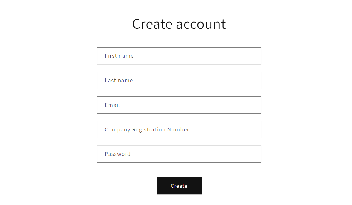 Customer Registration with Company Reg Number