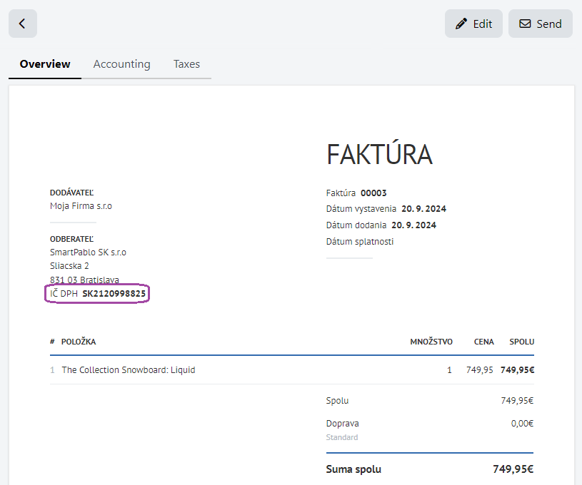 Zenvio Invoice with VAT Number2